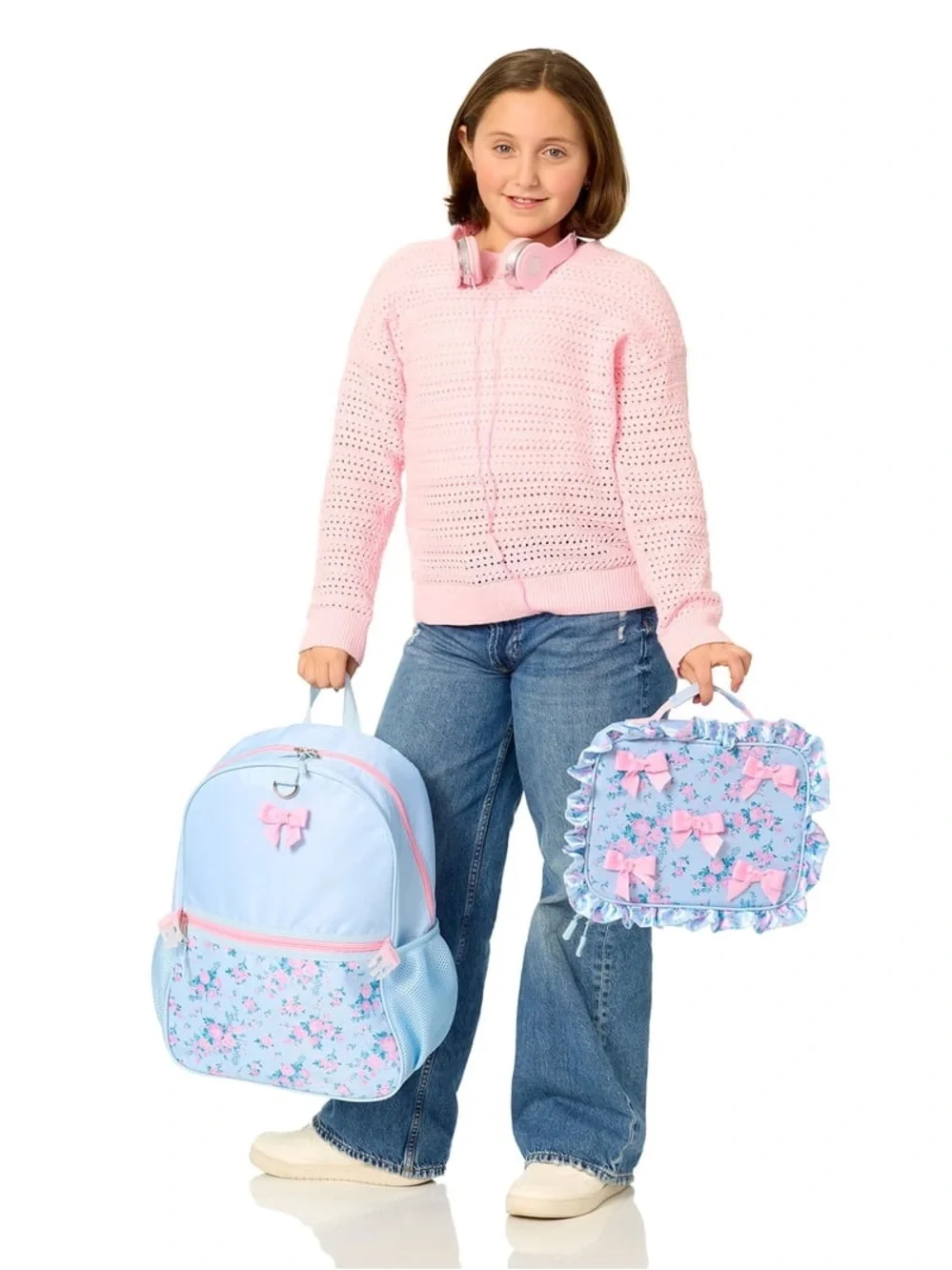 Girls Backpack Set for School, 3 in 1 Backpack with Lunchbox and Headphones W3